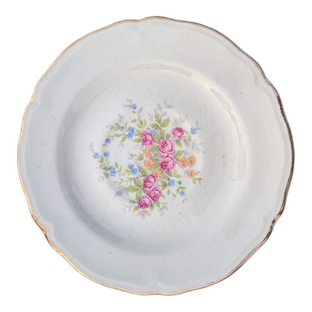 VTG Edwin Knowles Floral Rose China Saucer